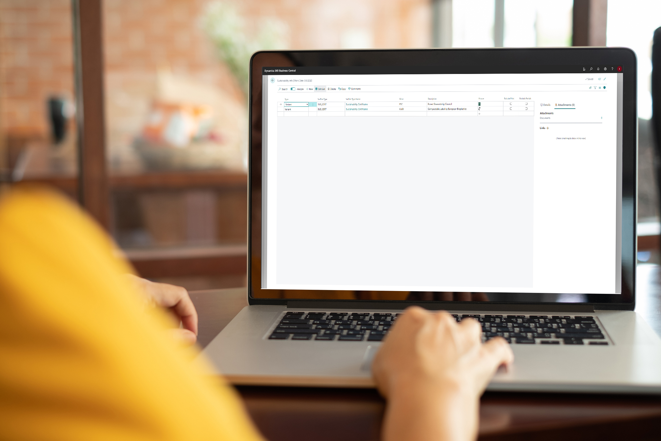 showing a close-up of a computer screen with the TRIMIT Sustainability dahsboard